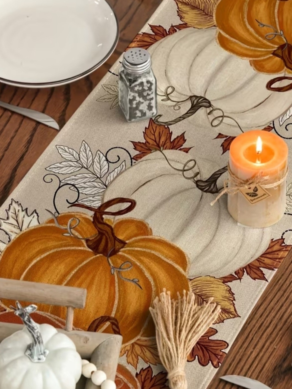 Autumn Pumpkin Table Runner - Orange Fall Harvest Décor